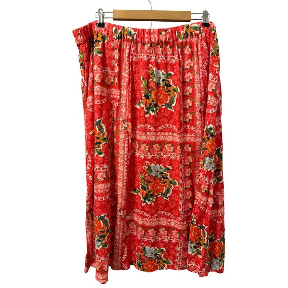 Lauren Conrad Sz XXL Floral Print Skirt Rayon & Linen Blend Elastic Waist Skirt - Picture 7 of 12
